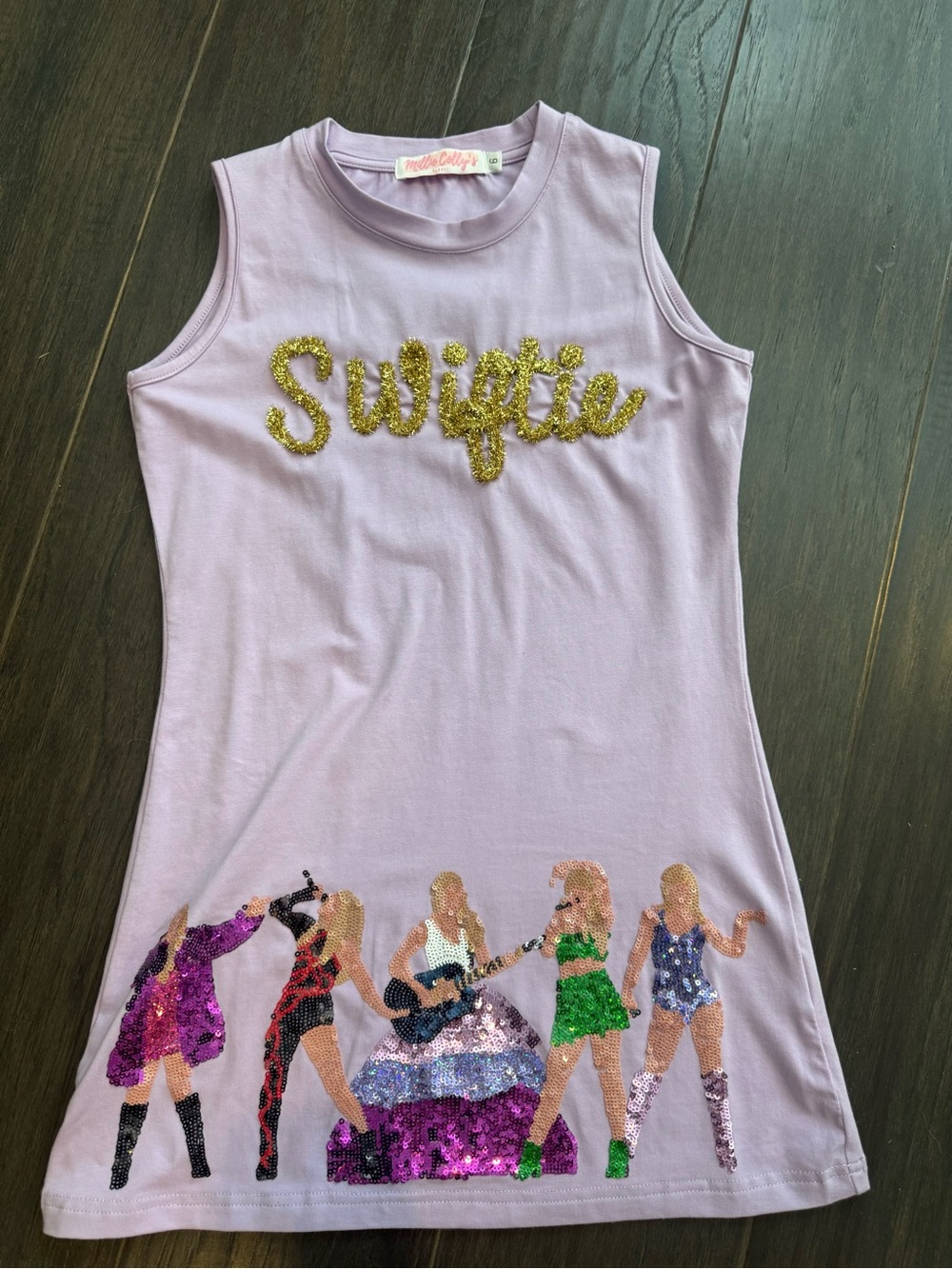 Lilac 'Swiftie' Sequin Graphic Tank Dress